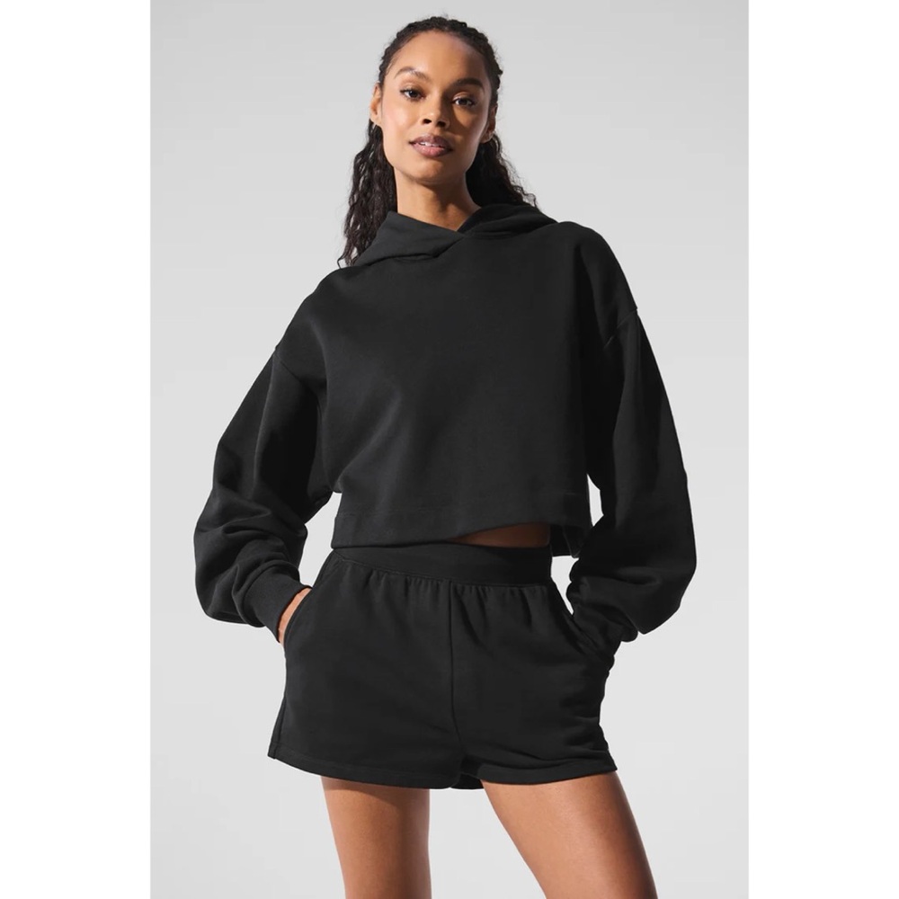 ALO Yoga Black Cropped Hoodie